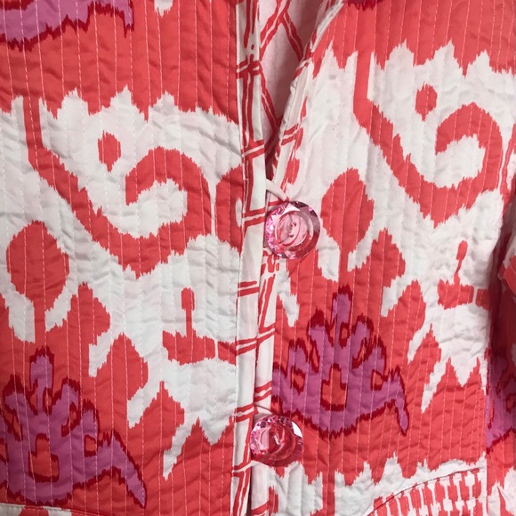 Patty Kim Reversible Cotton Jacket in Fuchsia and Coral, Pockets on Both Sides - Picture 6 of 12